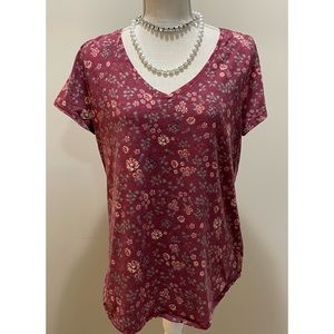 Sonoma maroon flower print, women’s shirt, size L